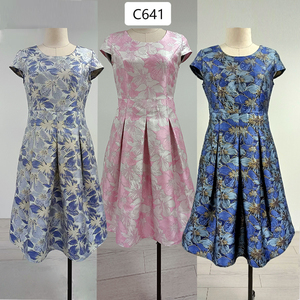 Robe longue bleue florale pour femme, manches courtes, grandes tailles, ensembles de vêtements pour femmes, tenue de cérémonie - Product Image 2