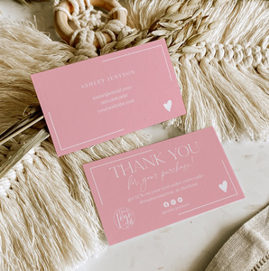 Logotipo de impresión personalizado Boho Dusty Pink Orden Gracias <span class=keywords><strong>Tarjeta</strong></span> de visita Papel Pequeña empresa Gracias Tarjetas de nota para <span class=keywords><strong>compras</strong></span> - Product Image 1