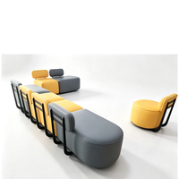 Ensemble de canapés modernes incurvés et modulaires, canapé sectionnel irrégulier avec coussins en forme de galets pour appartement, hôtel, salle d'attente