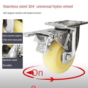 WeiHang <span class=keywords><strong>6</strong></span> ZOLL Hoch leistungs wagen Rollen Lebensmittel industrie 100mm Durchmesser Nylon rad Edelstahl Dreh platten rollen mit Bremse - Product Image 2