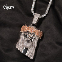 Collier polyvalent tendance pour homme, style hip-hop euro-américain, streetwear classique rétro, pendentif portrait de rose incrusté de zircon en cuivre