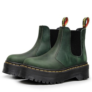 Bottes Chelsea pour femmes, bottes de moto à semelles épaisses, bottes courtes en cuir véritable pour femmes, semelle plateforme - Product Image 4