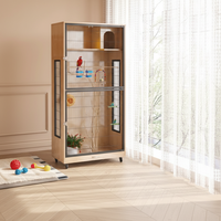 Cage à oiseaux de luxe en bois massif avec porte en verre, roulettes pratiques, villa pour perroquets écologique et respirante, pour l'extérieur, toutes saisons