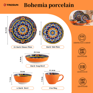 Platos y Vajilla de Porcelana Bohemia con Diseño Floral, Plato de Sopa de Cerámica a Precio Económico al por Mayor - Product Image 6