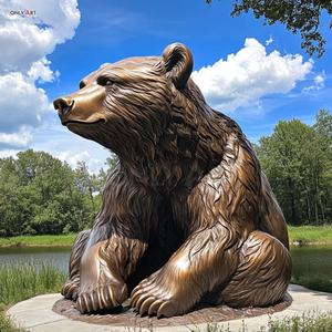 Decorazione pubblica personalizzata del parco all'aperto del lago moderna grande statua in bronzo gigante dell'orso bruno <span class=keywords><strong>Kodiak</strong></span> scultura in bronzo - Product Image 3