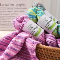High Quality Super Soft 4ply 50g 100% Cotton Mixed Color Fancy Hand Knitting Yarn