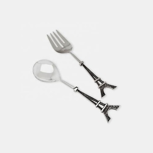 Mango de diseño de forro vertical Juego de servicio de ensalada seguro para alimentos de metal de acero inoxidable Cubiertos de plata - Product Image 6