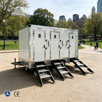 Remorque WC mobile à double essieu, certifiée CE, durable, antirouille, avec échelle escamotable, idéale pour la location lors d'événements sportifs