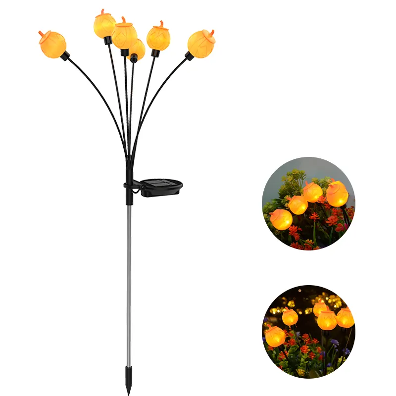 Luce solare della zucca decorazione del giardino 6LED luci ondeggianti batteria 1000mAh lampada solare esterna fino a 10H per natale Halloween