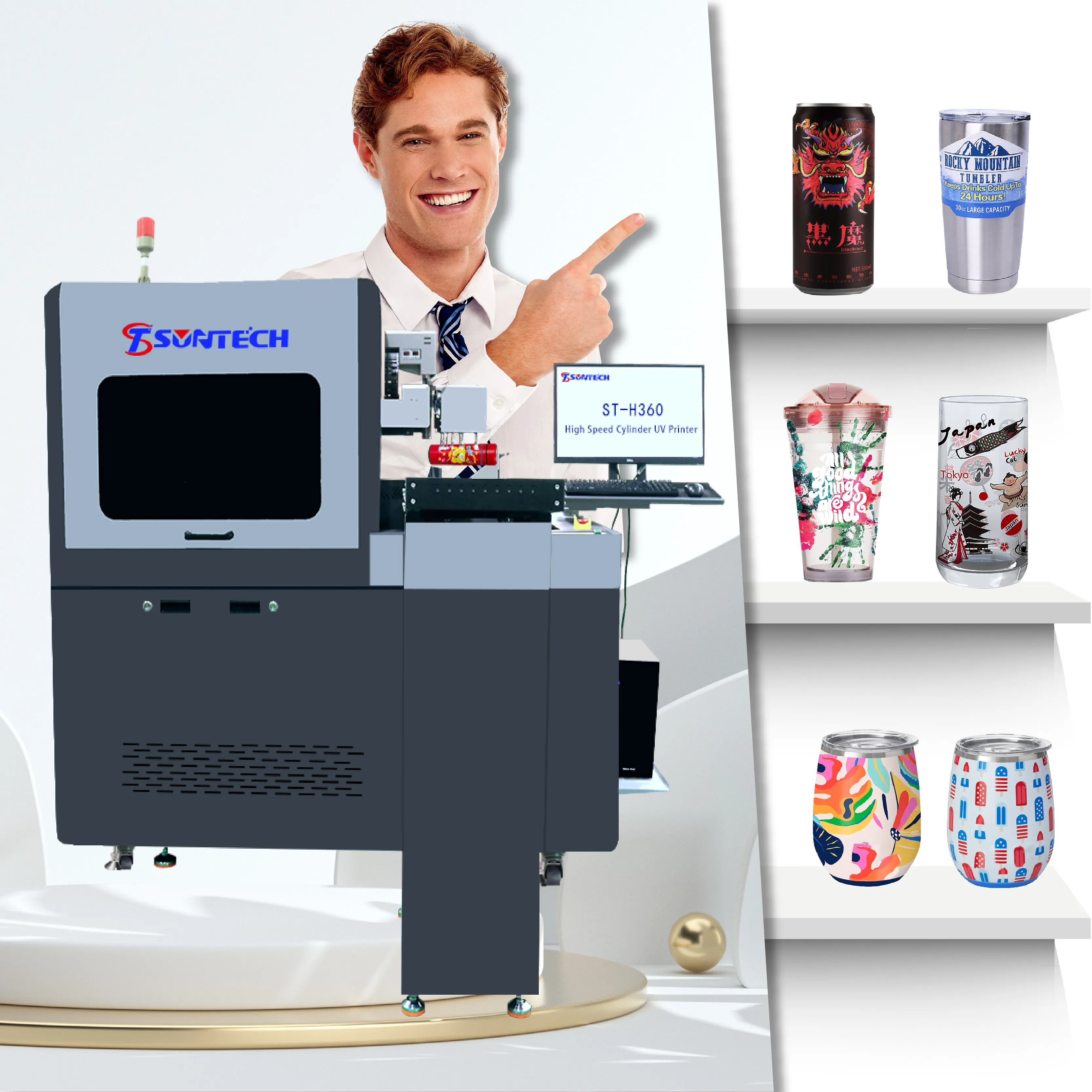 Impressora a jato de tinta digital automática industrial para decoração de latas cilíndricas, nova tecnologia, impressora personalizada, bom efeito de impressão