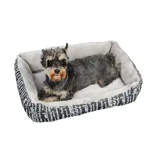 Cama de cachorro quadrada, cama de tamanho pequeno e médio para cachorros e gatos de estimação quentinha e confortável, almofada respirável universal