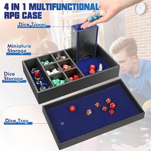 <span class=keywords><strong>Grand</strong></span> <span class=keywords><strong>RPG</strong></span> Accessoires Cadeaux Rangement miniature 4 en 1 <span class=keywords><strong>Jeu</strong></span> Dices Holder Case DND Dice Tray Tower Storage Box - Product Image 5