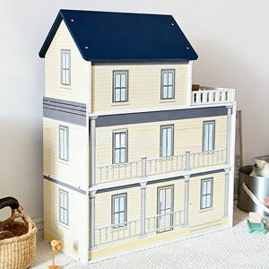Villa miniature en bois pour poupées, modèle de <span class=keywords><strong>maison</strong></span> de poupée, vente en gros, pour enfants unisexes de 2 à 13 ans, <span class=keywords><strong>jouet</strong></span> DIY bleu - Product Image 3