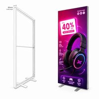 Boîte à lumière LED portable avec cadre en aluminium pour stand d'exposition, montage autonome sans outils