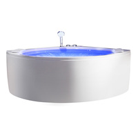 Bain à remous 2 personnes rond pour salle de bain SPA en coin avec robinet de douche Baignoire à jet d'air en acrylique Lumière colorée