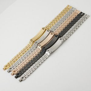 Zogxin Stainless Steel Watch Band Gold Tone 18K Plated Durable Men's Bracelet Geometric Design Oval Link - Product Image 4