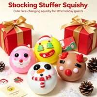 Jouet Squishy de Noël à Visages Changeants en TPR pour Soulager le Stress, Fidget pour Enfants 14+, Cadeau de Noël pour Chaussette de Noël