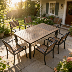 Juego de Mesa y Sillas de Patio de Hierro Moderno de Alta Calidad para Exteriores, Capacidad para 6 Personas, Marca RunZhou, Venta al Por Mayor de Fábrica - Product Image 2