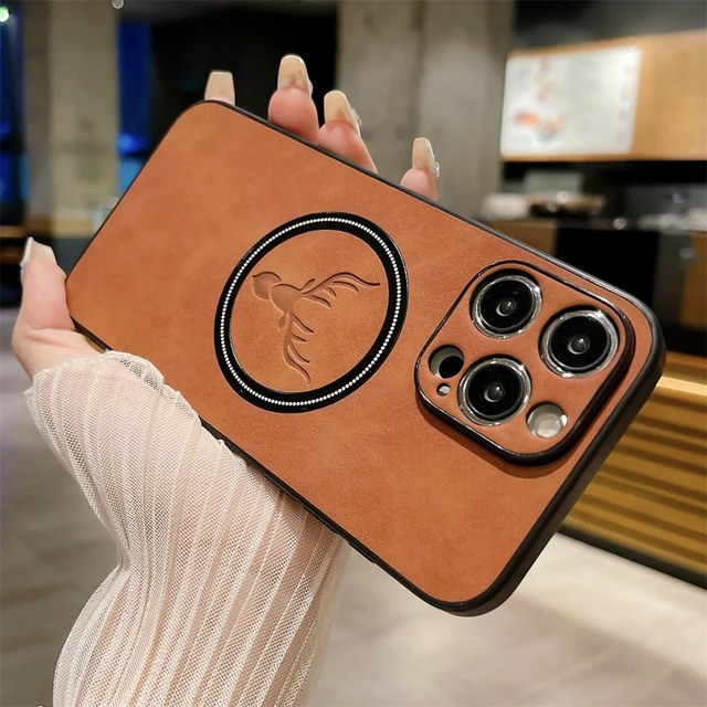 For Iphone 16 Case Luxury Elk Pattern PU Leather Magnetic Mobile Phone Case Cover for Iphone 16 15 14 13 Pro Max