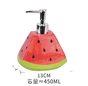 Dispenser di Sapone per <span class=keywords><strong>Bagno</strong></span> a Forma di Anguria - Contenitore in Ceramica per Lozione Liquida per Doccia - Product Image 3
