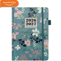 Organisateur/Agenda hebdomadaire et mensuel en cuir PU A5 à couverture rigide, papier épais 100g, avec élastique, personnalisable pour le bureau