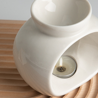 Diffuseur d'huiles essentielles en céramique blanc pour bougies chauffe-plat, brûleur d'arômes pour yoga et spa