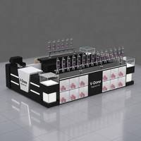 Comptoir de présentation de parfums sur mesure, station de remplissage de parfums en vrac avec distributeurs de bouteilles, vitrine en verre LED pour boutique de cosmétiques