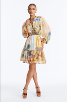 Robe Courte Décontractée à Manches Longues et Col en V Imprimé Floral Respirante pour Femmes Rondes, Taille Élastique, Étages Superposés, Idéale pour Soirées et Cérémonies, ODM