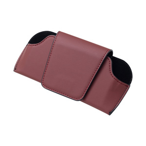 Clip à lunettes en cuir bordeaux pour pare-soleil de voiture, étui de rangement pour lunettes - Product Image 1