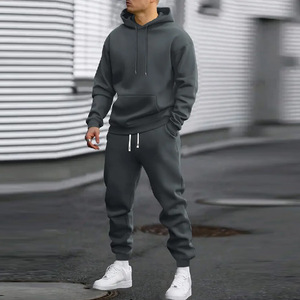 Ensemble de survêtements décontractés pour hommes, coupe classique, couleur unie, automne, avec logo personnalisé, fermeture à cordon, 2 pièces, en molleton technique, pour la gym et le <span class=keywords><strong>jogging</strong></span>, <span class=keywords><strong>100</strong></span> % <span class=keywords><strong>coton</strong></span> - Product Image 2
