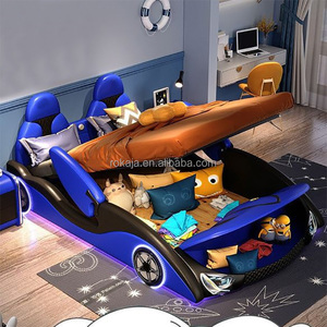 Hot Selling Car-shaped Kid <strong>Bed</strong> Luxury Leather <strong>Cool</strong> Cartoon <strong>Bed</strong> Home Bedroom Double Soft Children's <strong>Bed</strong> With Storage Space - Product Image 4