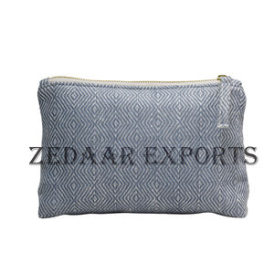 Pochette de sac à main en lin tissé de taille moyenne faite à la main personnalisée avec logo écologique mode vie quotidienne fermeture à glissière bas quantité minimale de commande - Product Image 1