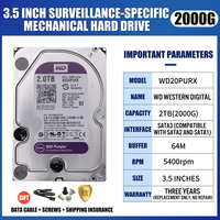 Disque dur de surveillance WD Purple 1TB-10TB 3,5'' SATA 64 Mo de cache CMR, enregistrement 24/7 pour système de sécurité CCTV DVR NVR