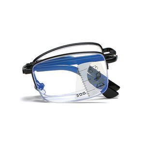 Lunettes de presbytie pliantes anti-lumière bleue à monture dorée pour hommes Lunettes de lecture multifocales progressives à zoom intelligent - Product Image 5