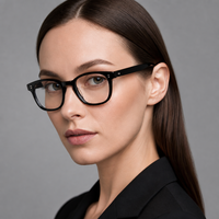 Montures de lunettes optiques classiques élégantes en acétate noir avec forme de visage diamant et certificat CE