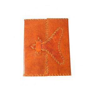 Diario de cuero con cubierta de papel de algodón reciclado marrón de estilo étnico hecho a mano con cuadernos de puntadas a mano - Product Image 1