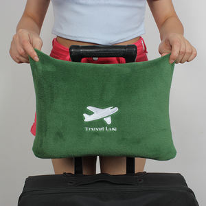 شعار مخصص بسعر الجملة المحمولة جدا لينة و دافئ مكتب السفر وسادة سيارة الصوف بطانية مع حقيبة - Product Image 4