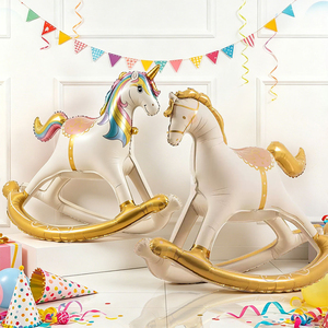 Ballons gonflables en forme d'animaux chevaux à bascule, ballons en aluminium pour décoration de fête prénatale, impression 3D, décoration de fête - Product Image 1