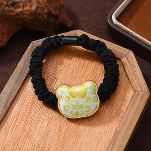 เครื่องประดับผมแบบจีนโบราณ ผ้าไหมลายส่ง พร้อมหัวเข็มขัดขนม้า ทำด้วยมือ กิ๊บติดผม ยางรัดผม ที่คาดผม - Product Image 3