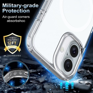 Coque de téléphone portable hybride transparente antichoc, coque de protection hybride pour téléphone portable, coque de téléphone en PC TPU pour iPhone 16 Pro - Product Image 2