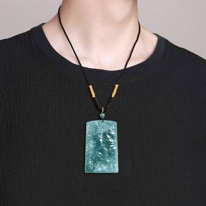 หยกธรรมชาติสีน้ำเงินหยกเจ้ากวนกง จี้หยก UNISEX ดีไซน์ดั้งเดิมสไตล์จีน ของขวัญพร้อมใบรับรองการประเมินราคา E015 - Product Image 4