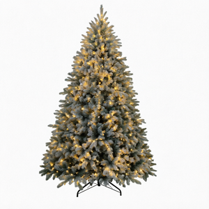 <span class=keywords><strong>Sapin</strong></span> de Noël floqué pré-éclairé avec éclairage LED blanc chaud, branches en PVC pliables, support métallique, décoration intérieure pour les fêtes - Product Image 1