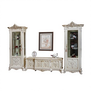 Handcrafted Luxury European Wooden Living Room Furniture Durable and Elegant Design <strong>Tall</strong> 1 Door Wine <strong>Cabinet</strong> and <strong>TV</strong> Stand - Product Image 1