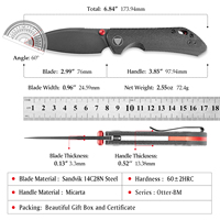 Couteau pliant de poche TRIVISA Otter-BM EDC pour hommes, lame 14C28N, manche en Micarta avec clip, outil de survie, camping, chasse