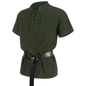Camicia da <span class=keywords><strong>uomo</strong></span> di alta qualità moda fasciatura manica corta <span class=keywords><strong>medievale</strong></span> rinascimentale camicia gotica per gli uomini - Product Image 4