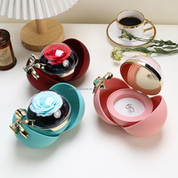 Roses préservées boîte-cadeau papillon rond préservé fleur boîte-cadeau bague de fiançailles boucles d'oreilles bijoux Rose cadeau pour les filles
