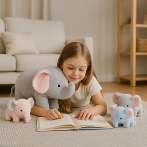 Ensemble de jouets en peluche d'éléphant, éléphant maman en peluche douce et moelleuse avec 3 bébés en peluche, adorable <span class=keywords><strong>famille</strong></span> d'animaux en peluche pour cadeaux d'anniversaire, décoration de chambre d'enfant - Product Image 5