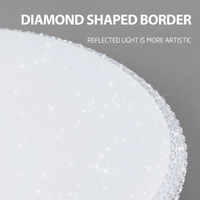 Plafonnier LED rond à bordure diamantée, tricolore, à intensité variable, sans scintillement, lampe de plafond scellée pour chambre à coucher, salon, décoration intérieure