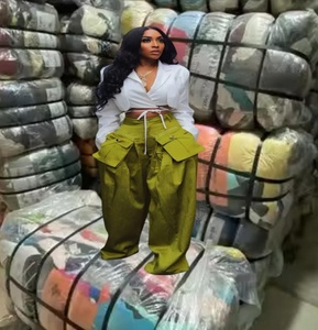 Pantaloni <span class=keywords><strong>Cargo</strong></span> da <span class=keywords><strong>Donna</strong></span> a Vita Alta <span class=keywords><strong>Verde</strong></span> Streetwear Gamba Larga Vestibilità Ampia Eco-Friendly Anti-Piega Anti-Statico Anti-Pilling Primavera - Product Image 1