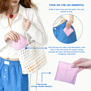 Bolsas de compras de tela de nailon de diseñador, bolso de mano Popular en línea para pequeñas empresas, elegante plegable, gracias por su - Product Image 6